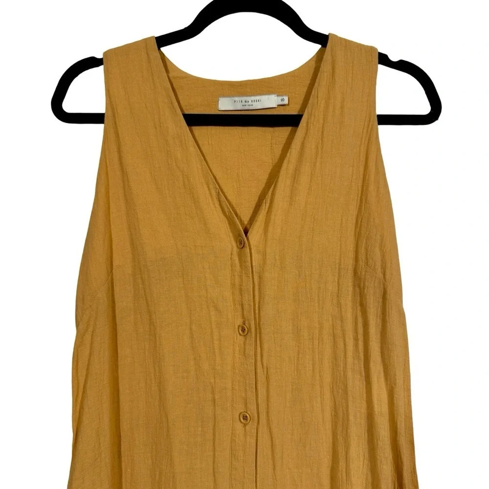 7115 BY SZEKI Wide Legged Linen Cotton Jumpsuit in Golden Yellow - Picture 9 of 13